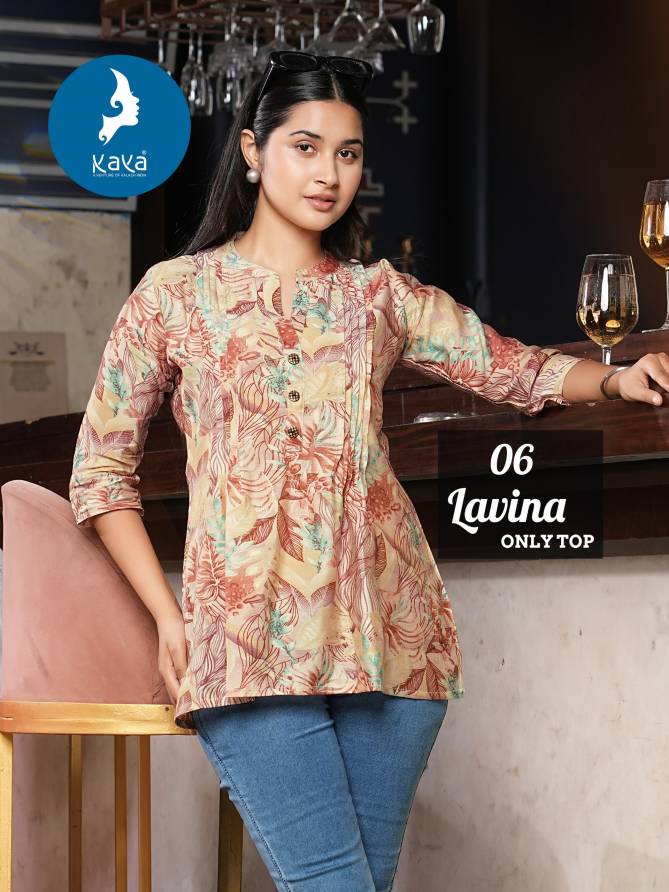 Lavina By Kaya Chanderi Modal Printed Ladies Top Wholesale Shop In Surat
